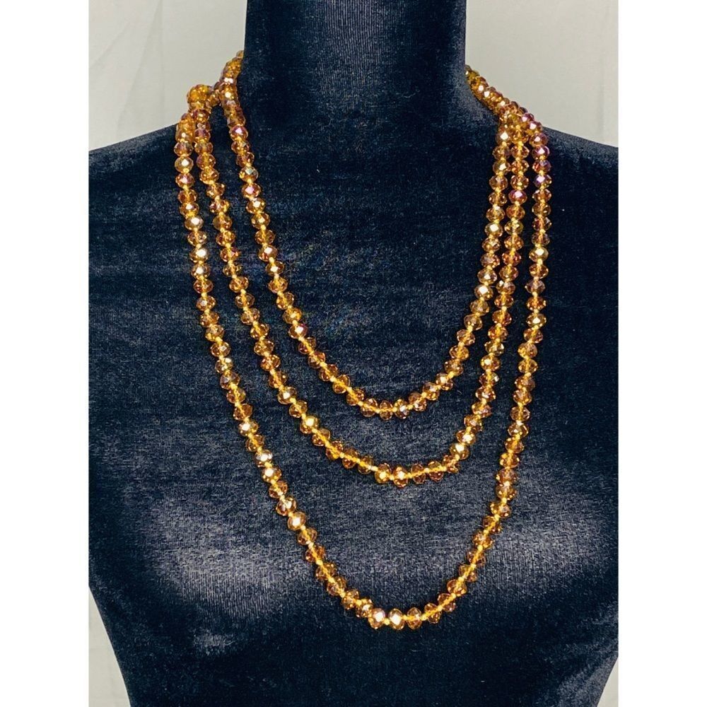 Extra Long Adjustable Iridescent Bead Necklace